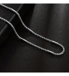Unisex Boru Detaylı İtalyan Doc Zincir Kolye – 60 cm   Çelik