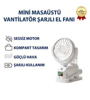 F7 Taşınabilir Mini Masaüstü Vantilatör Şarjlı El Fanı