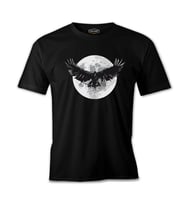 Raven Bird Wings and Moon Siyah Erkek Tshirt