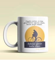 Kişiye Özel Babalar Günü Mesajlı 4 Tasarımlı Beyaz Kupa Bardak