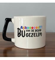 Aşkoooooo Baskılı Siyah Kulplu D Kupa
