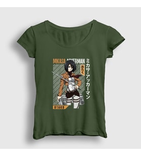 Presmono Kadın Haki Mikasa Fan Anime Attack On Titan T-Shirt 125322tt (Haki)