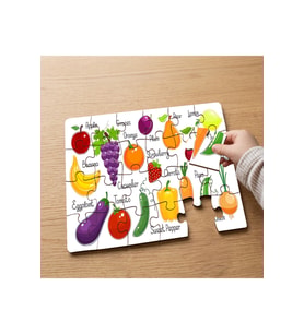 Sebze ve Meyveleri Tanıyalım Tasarımlı 24 Parça Ahşap Çocuk Puzzle MPK1058