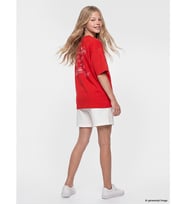 LCW Kids Kırmızı Loose Fit Baskılı Kız Çocuk Tişört