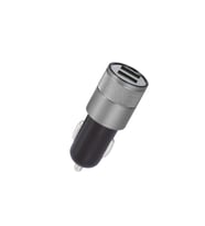 Araç İçi Çakmaklık Şarj Cihazı Çift USB Çıkışlı Metal Gövdeli Araç Şarj Adaptörü (Siyah)