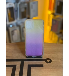 iPhone 11 Pro Max Uyumlu Parıltılı Desenli Renkli Şeffaf Silikon Kılıf (Pembe - Sarı)