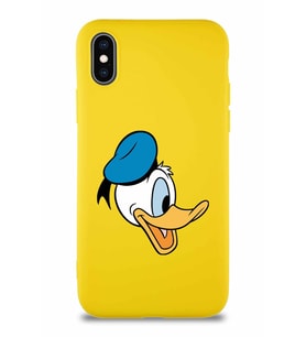 Apple iPhone X Soft Premier Kapak Donald Duck-F Tasarımlı Silikon Kılıf - Sarı (Şeffaf)