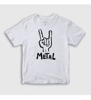 Presmono Unisex Çocuk Beyaz Hand Sign Metal T-Shirt 314958tt (Beyaz)