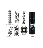 Çiçek Desenleri Spray Tattoo Geçici Dövme Yapma Seti Dark Siyah