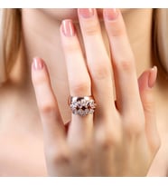 Damla Kesim Beyaz Zirkon Taşlı Rose Renk Free Size 925 Ayar Gümüş Kadın Yüzük