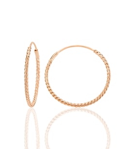 Gümüş rose 26 mm sık burgu halka küpe SGTL12754ROSE
