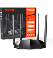 Tenda AC8 WLAN Dual Band Gigabit Router 1200Mbit/s (867Mbit/s 5GHz + 300Mbit/s 2.4GHz, 4 Gigabit Port, Mu-MIMO,4 * 6dBi Harici Anten, Uygulama Kontrolü, IPV6) Siyah