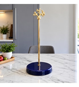 Kağıt Havluluk Rulo Peçetelik Mutfak Aksesuarı Seramik Lacivert Gold Mercan - Feray Home