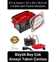 Premium 8 Lt Çok Amaçlı Tesisat Marangoz Malzeme Alet Takım Çantası Plastik Çivi Pense Vida Geniş