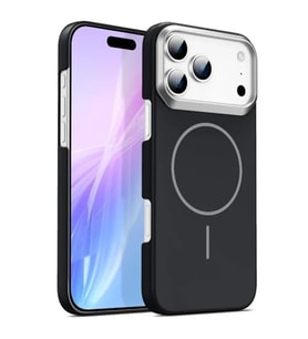 Coverzone iPhone 17 Pro Max ile uyumlu Metal G�r�n�ml� Kamera Korumal? Mat Marble Magsafe ile uyumlu Tam G�vde Koruma Midnight Black