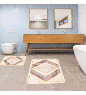 Banyo Halısı Ikili Klozet Takımı Kaymaz Tabanlı Banyo Paspas Takımı (Karışık)