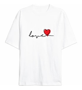 14 Şubat Tişört Sevgililer Günü İçin Özel Tasarım Love Baskılı T-shirt - Beyaz