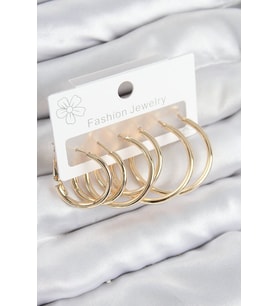 Pirinç Halka Model Gold Renk Kadın Set Küpe - TJ-BKP11045