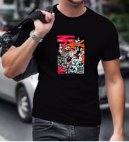 BK Gift Kaplan Tasarımlı Siyah T-Shirt-3