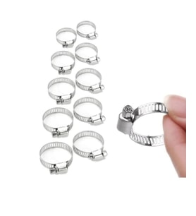 Paslanmaz Çelik Boru Metal Kelepçe Ayarlanabilir klips 10 ADET Ayarlı Hortum Kelepçesi 10 Lu Set (Krom)