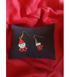 Miyuki Boncuk El Yapımı Noel Baba Ve Eldiven Küpe Yılbaşı Christmas Noel