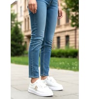 Prens 163-1 Kadın Taşlı Günlük Sneaker Ayakkabı (Beyaz)