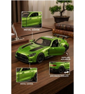 Mercedes-Benz AMG GT R Çek Bırak Metal Model Araba (12 cm) - Kapıları Açılan Oyuncak Spor Araba