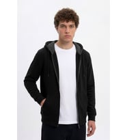 Erkek Fermuarlı Kapüşonlu Cepli İçi Polarlı Sweatshirt