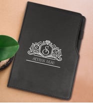 BK Gift Kişiye Özel İsimli Siyah Termo Deri Not Defteri 15x21cm-13