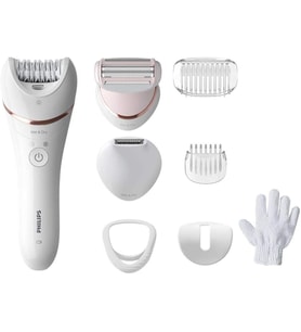 Epilasyon Cihazı, Islak ve Kuru Kablosuz Kullanım, LED Işık, Ekstra Geniş Başlık, Hassas Bölge ve Düzeltme Başlığı, Bikini Tarağı, 7 Aksesuar Dahil, Beyaz Renk, BRE720/05
