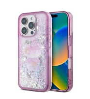 Apple iPhone 16 Pro Max Uyumlu Kılıf Hello Kitty Orjinal Lisanslı Sıvılı Simli 50. Yıldönümü Partisi Kapak (Mor)