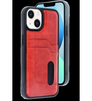 iPhone 14 Kılıf Sara Kartvizitli Deri Kılıf - Kırmızı
