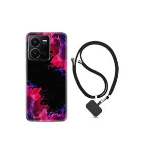 Vivo Y35 Kılıf Ipli Boyun Askılı Desenli Silikon Boyalar 1663