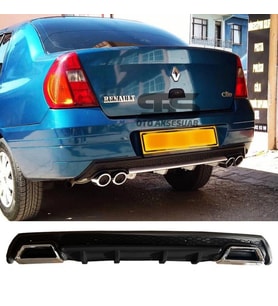 Ranault Clio 2 Sedan Difüzör Arka Tampon Eki 2 Egzoz Çıkışlı Siyah Lüx Tip