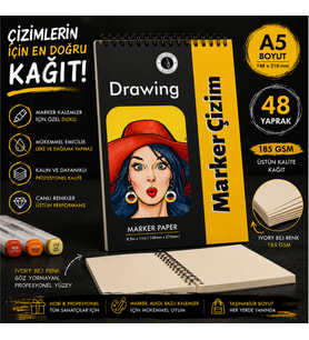DreamArt Galery A5 Marker Defter Profesyonel Marker Çizim Defteri 48 Yaprak Üstten Spiralli