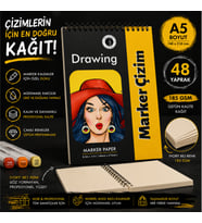 DreamArt Galery A5 Marker Defter Profesyonel Marker Çizim Defteri 48 Yaprak Üstten Spiralli