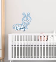 BK Gift Kişiye Özel Tırtıl Tasarımlı Çocuk Odası Ahşap Duvar Süsü-1 (Beyaz)