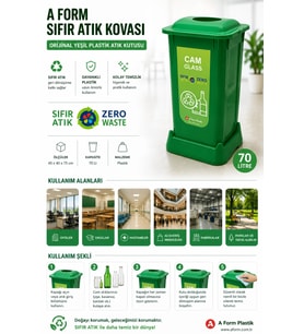A FORM Sıfır Atık Kovası Orijinal Yeşil Plastik Atık Kutusu 45x40x75 cm 70 Lt