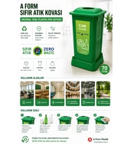 A FORM Sıfır Atık Kovası Orijinal Yeşil Plastik Atık Kutusu 45x40x75 cm 70 Lt