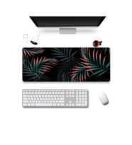 SonicTouch Bohem Palmiye Yapraklı Siyah Gamer Oyuncu Dikişsiz Sıvı Geçirmez Klavye Mouse Pad 32x70Cm