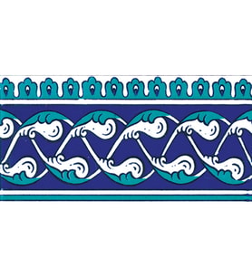 Armada Çini 10x20 Cm KS 44 Klasik Rumi Desenli Seramik Çini Bordür