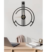 ALPHA METAL DESIGN Çengelli Duvar Saati - 41X41 Cm Metal Duvar Saati - Siyah Duvar Saati AMD3070