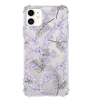 Apple iPhone 11 Uyumlu Köşe Korumalı Antişok  Kapak Floral Lila Tasarımlı Şeffaf  Kılıf