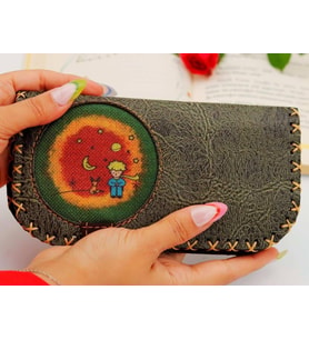 Küçük Prens Figürlü Büyük Cüzdan Etnik Bohem Retro Vintage Style - YESİL