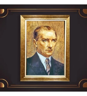 Özel Seri Paspartulu Çerçeveli Atatürk Tablo l520 (Gold)