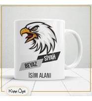 Siyah Beyaz Taraftar Özel Hediye İsimli Çay Kahve Kupa Bardak-Taraftar