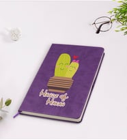 BK Gift Kişiye Özel Kaktüs Tasarımlı Mor Termo Deri Defter Model 13