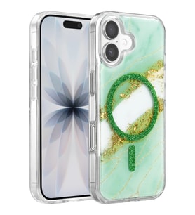 Northcity Onegif Apple iPhone 17 Uyumlu Lotus Simli Magsafe Kapak - Yeşil