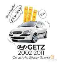 İnwells Ön Arka Silecek Seti Hyundai Getz 2002-2011 ile uyumlu (Siyah)