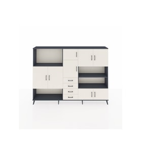 Arges Dolap 9 Raflı 4 Çekmeceli 8 Kapaklı 220x30x163 Antrasit-Aytaşı